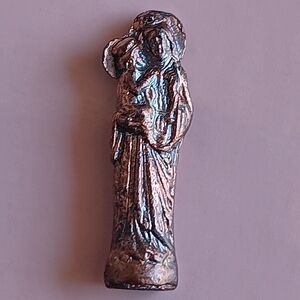 Vintage French Miniature Catholic Pocket Saint Virgin Mary Home Shrine Brass
